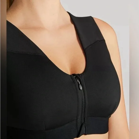 Tommie Copper Shoulder Support Comfort Bra Zipper Front Black Women’s Size XL - Picture 3 of 8